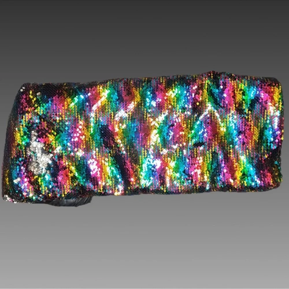 NWT 5Yd‎ Reversible Rainbow/Silver Sequin Material